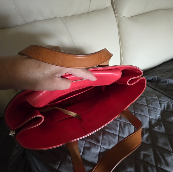Dooney & Bourke Pinkish/Red and Brown Leather Tote with Wallet - Picture 3 of 6